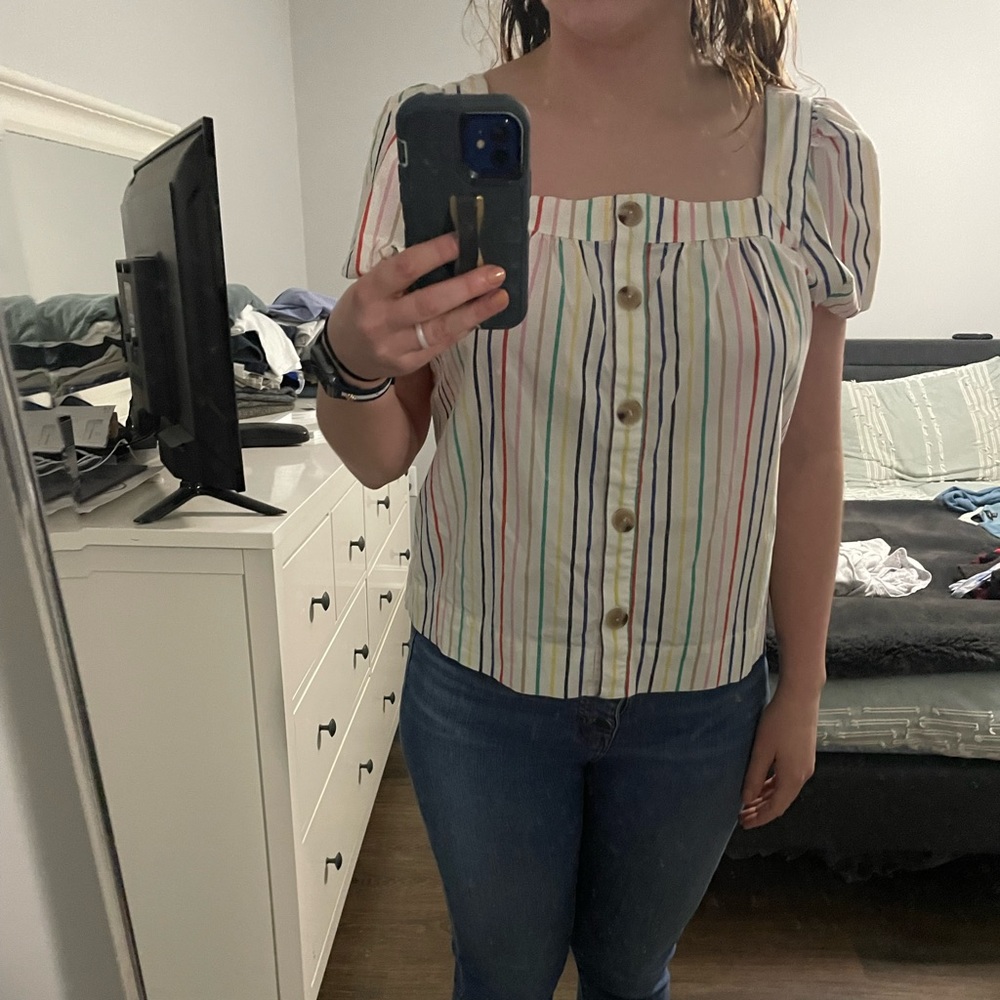 Jcrew white stripped shirt